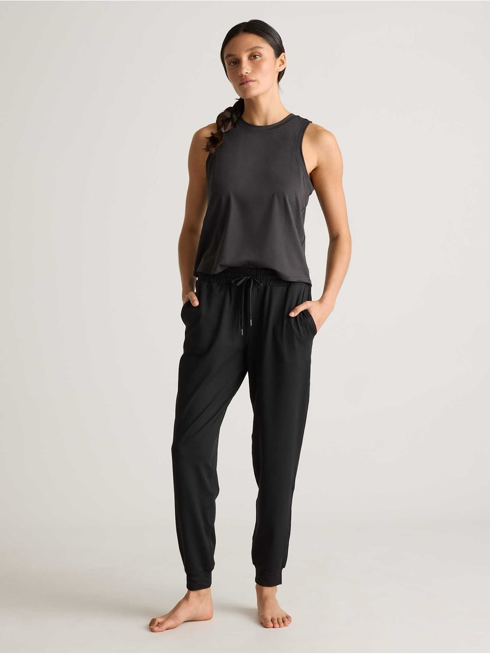 Quince Black Women's Jogger Track Pants with Drawstring